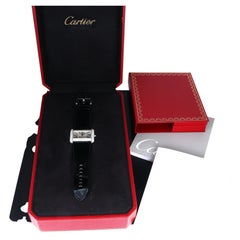 26855 Cartier Tank Divan 38mm 18k White Gold Pave Diamond Quartz Watch WA301356