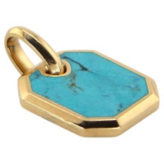 26677 Men's David Yurman 18k Yellow Gold Turquoise Octagonal 15mm Amulet Pendant