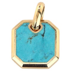 26677 Men's David Yurman 18k Yellow Gold Turquoise Octagonal 15mm Amulet Pendant