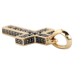 26686 David Yurman 18K Yellow Gold Pave Set Black Diamond 31mm Cross Pendant