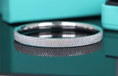 26644 Tiffany Co Metro 18K White Gold 5 Row Pave Diamond Bangle Bracelet LARGE