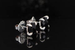 26604 David Yurman 9mm Chatelaine Silver Pave Set Black Onyx Diamond Earrings