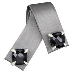 26604 David Yurman 9mm Chatelaine Silver Pave Set Black Onyx Diamond Earrings