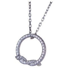 22161 Cartier Entrelaces 18K White Gold Pave Diamond Knot Pendant 16" Necklace