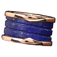 26451 Bvlgari Bulgari B.Zero1 18K Rose Gold 12mm Lapis Lazuli 4 Row Band #51
