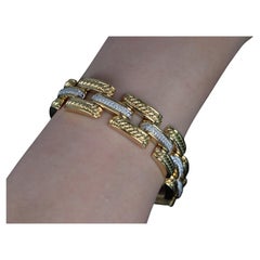 22145 David Yurman Gatelin 18K Gold Pave Set Diamond Cable Link Chain Bracelet