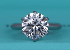 28001 Tiffany Platinum 3.12 G Internally Flawless Round Diamond Engagement Ring