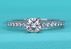 16272 Tiffany & Co Novo 0.49 H VVS1 Cushion Diamond Platinum Engagement Ring 6