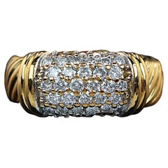 22318 David Yurman Metro 18k Yellow Gold Pave Diamond Cable Ring Band Size 4.5