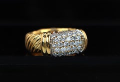 22318 David Yurman Metro 18k Yellow Gold Pave Diamond Cable Ring Band Size 4.5