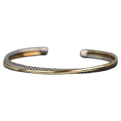 22317 David Yurman 18k Yellow SOLID Gold Silver Crossover Cable Cuff Bracelet L