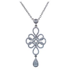 22311 Penny Preville 18K White Gold Pave Diamond Endless Knot Pendant Necklace