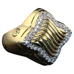 22308 Discontinued David Yurman 18K Yellow Gold Diamond Quatrefoil Ring Sz 6.25
