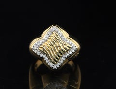 22308 Discontinued David Yurman 18K Yellow Gold Diamond Quatrefoil Ring Sz 6.25