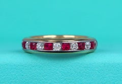 22328 Tiffany Lucida Diamond 18K Yellow Gold Ruby 4mm Eternity Wedding Band 5.5