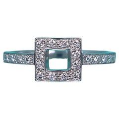 22324 Tiffany & Co Platinum Pave Set Round Diamond Open Square Ring Band 6.5