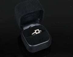 22324 Tiffany & Co Platinum Pave Set Round Diamond Open Square Ring Band 6.5