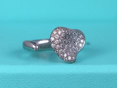 22333 Tiffany & Co Elsa Peretti Platinum Pave Diamond Full Heart Wrap Open Ring