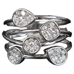 22343 18K White Gold 0.57ct Diamond Criss Cross Entwined Ring Band Size 5.75