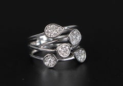 22343 18K White Gold 0.57ct Diamond Criss Cross Entwined Ring Band Size 5.75