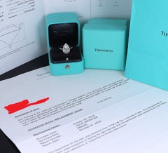 26895 Tiffany & Co Soleste Platinum 3.01ct Pear Diamond Halo Engagement Ring