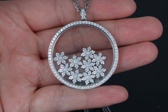 22287 Chopard 18K White Gold Happy Snowflakes Diamond Circle Pendant