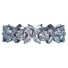 26901 Tiffany & Co Victoria Platinum Marquise Round Diamond Eternity Band 4.5