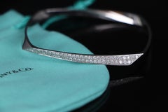 26899 Tiffany & Co Frank Gehry Torque 18k White Gold Diamond 8'' Bangle Bracelet