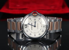 26909 Cartier Ballon Bleu 36mm 18k Rose Gold Steel Diamond Automatic Watch 3284