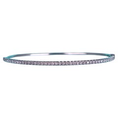 26969 Tiffany & Co Metro 18K White Gold Diamond Hinged Bangle Bracelet Medium