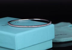 26969 Tiffany & Co Metro 18K White Gold Diamond Hinged Bangle Bracelet Medium