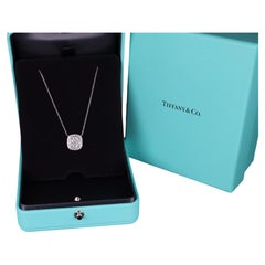 26955 Tiffany Platinum GIA 1.18 D VVS2 Cushion Diamond Double Halo Pendant