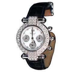 26258 Chopard 32mm Imperiale 18k White Gold Diamond Chronograph Watch 4143