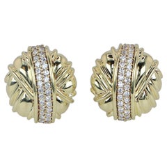 26323 Jose Hess 18k Yellow Gold 2 Row Pave Set Diamond Earrings