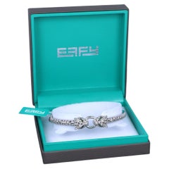 26299 EFFY 14k White Gold Pave Diamond Green Emerald Signature Panther Bracelet