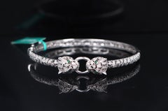 26299 EFFY 14k White Gold Pave Diamond Green Emerald Signature Panther Bracelet