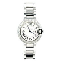 Cartier Ballon Bleu 3009 Stainless Steel Custom Diamond Bezel 28mm Watch