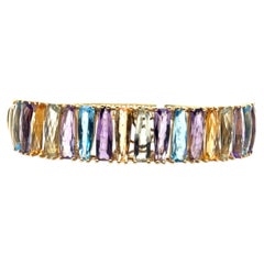 Bracelet jonc Effy en or jaune 14 carats avec pierres précieuses multicolores