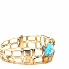 Effy Mosaic Multicolor Gemstone & Diamond 14K Yellow Gold Bangle Bracelet
