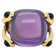 Verdura "Candy Ring" Amethyst and Green Tourmaline 18K Yellow Gold Cocktail Ring