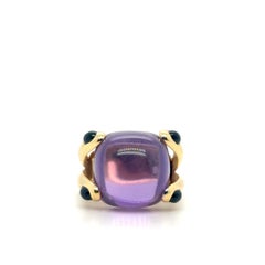 Verdura "Candy Ring" Amethyst and Green Tourmaline 18K Yellow Gold Cocktail Ring