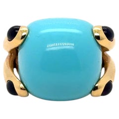 Verdura "Candy Ring" Turquoise and Amethyst 18K Yellow Gold Cocktail Ring