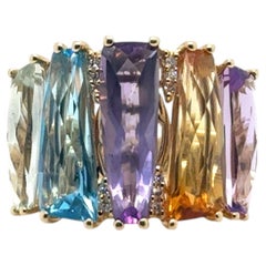 Effy Watercolors 14K Yellow Gold Multicolor Gemstone and Diamond Statement Ring