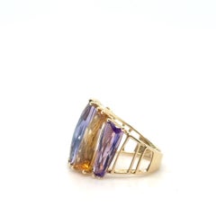 Effy Watercolors 14K Yellow Gold Multicolor Gemstone and Diamond Statement Ring