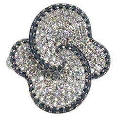 Simon G 18K White Gold 1.70 Carat Black and White Diamond Cocktail Ring