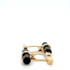 Tiffany & Co. d'epoca. Gemelli "Double Baton" in onice nero e oro giallo 14 carati