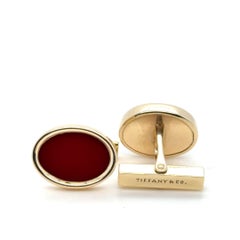 Vintage Tiffany & Co. Oval Carnelian 14K Yellow Gold Cufflinks