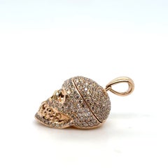 18K Rose Gold 3.00 Carat Pave' Diamond Skull Pendant
