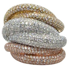 Tri-Tone Gold Pave' Diamond 3.70 Carat Statement Ring
