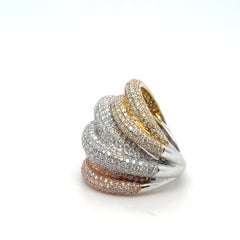 Tri-Tone Gold Pave' Diamond 3.70 Carat Statement Ring
